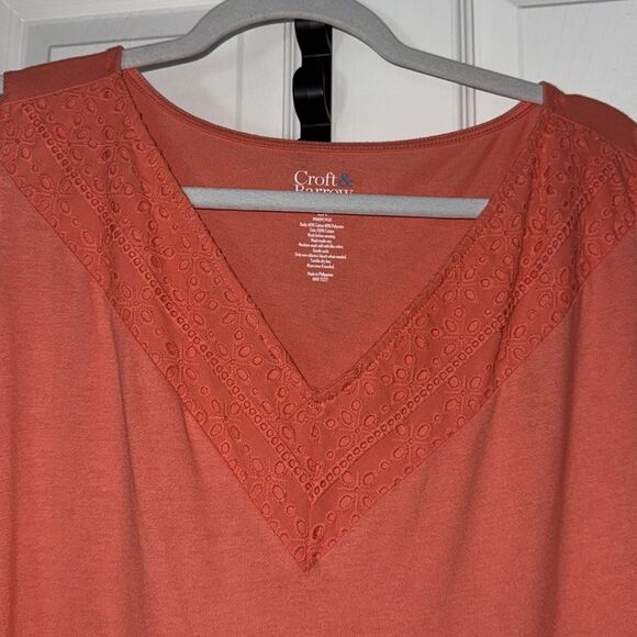 Croft & Barrow plus size women’s Eyelet style v neck tiered Midi Dress 0X EUC - Picture 7 of 12